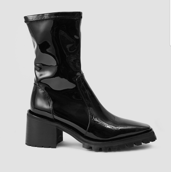 NEW Patent Leather Shiny Boots (Black) - Slowline - Picture 3 of 11